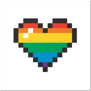 HEART PRIDE PIXEL ART LGBT LOVE Posters and Art